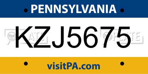 KZJ5675 Pennsylvania License Plate