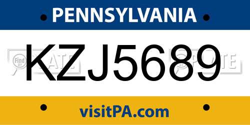 KZJ5689 Pennsylvania License Plate
