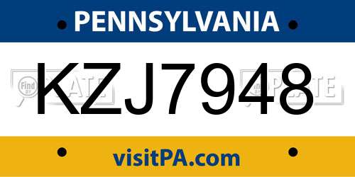 KZJ7948 Pennsylvania License Plate