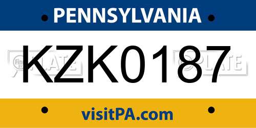 KZK0187 Pennsylvania License Plate
