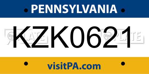 KZK0621 Pennsylvania License Plate