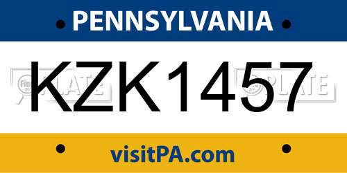 KZK1457 Pennsylvania License Plate