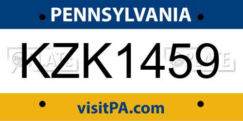 KZK1459 Pennsylvania License Plate