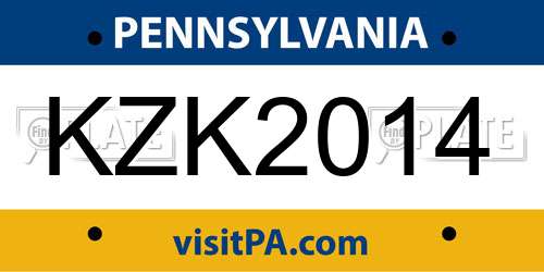 KZK2014 Pennsylvania License Plate