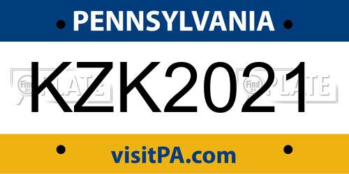 KZK2021 Pennsylvania License Plate
