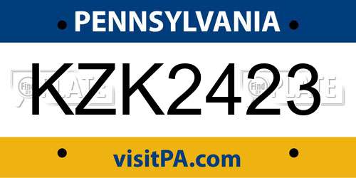 KZK2423 Pennsylvania License Plate