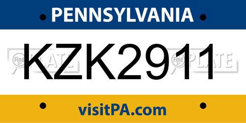 KZK2911 Pennsylvania License Plate