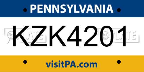 KZK4201 Pennsylvania License Plate