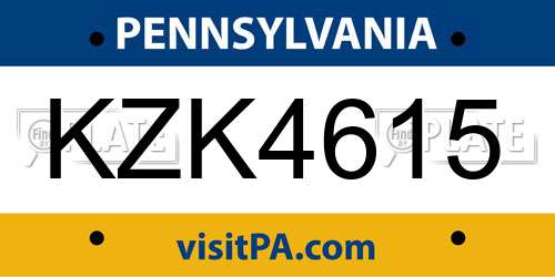 KZK4615 Pennsylvania License Plate