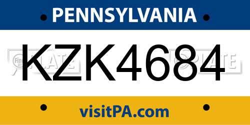 KZK4684 Pennsylvania License Plate