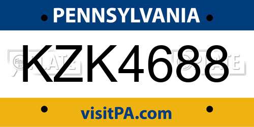 KZK4688 Pennsylvania License Plate