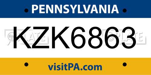 KZK6863 Pennsylvania License Plate
