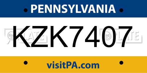 KZK7407 Pennsylvania License Plate