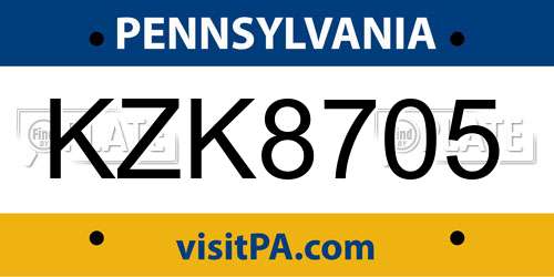 KZK8705 Pennsylvania License Plate