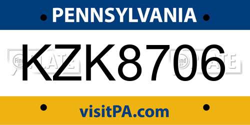 KZK8706 Pennsylvania License Plate