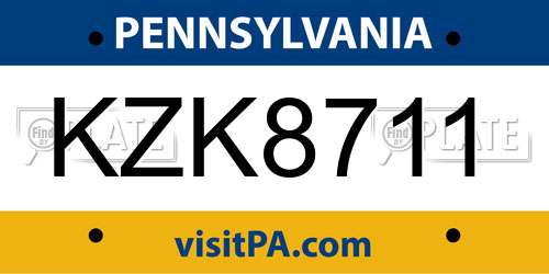 KZK8711 Pennsylvania License Plate