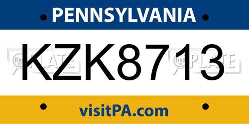 KZK8713 Pennsylvania License Plate