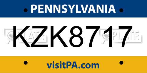 KZK8717 Pennsylvania License Plate
