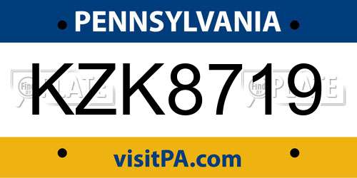 KZK8719 Pennsylvania License Plate