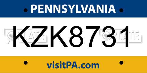 KZK8731 Pennsylvania License Plate