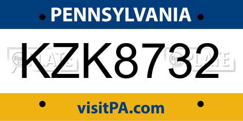 KZK8732 Pennsylvania License Plate