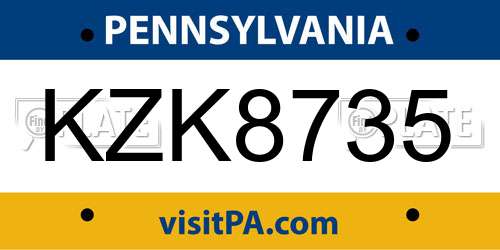 KZK8735 Pennsylvania License Plate
