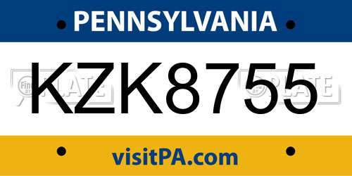 KZK8755 Pennsylvania License Plate