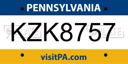 KZK8757 Pennsylvania License Plate