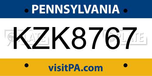 KZK8767 Pennsylvania License Plate