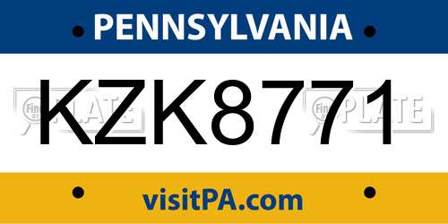 KZK8771 Pennsylvania License Plate