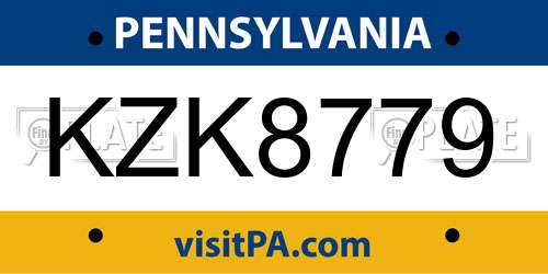 KZK8779 Pennsylvania License Plate
