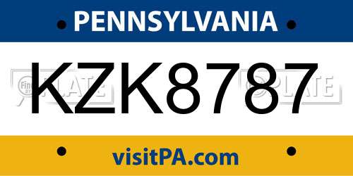 KZK8787 Pennsylvania License Plate