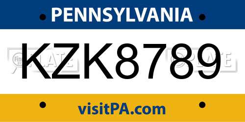 KZK8789 Pennsylvania License Plate