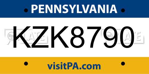 KZK8790 Pennsylvania License Plate