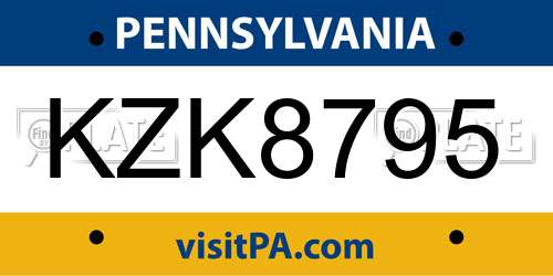 KZK8795 Pennsylvania License Plate
