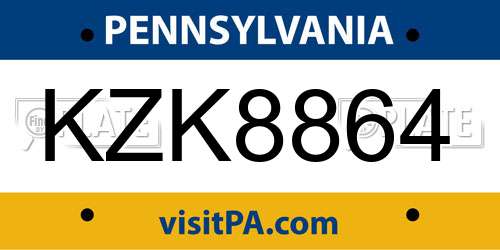 KZK8864 Pennsylvania License Plate