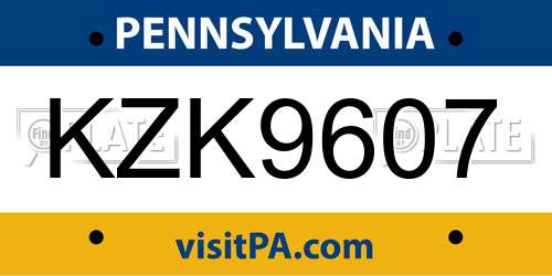 KZK9607 Pennsylvania License Plate