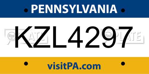 KZL4297 Pennsylvania License Plate