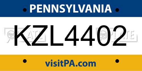 KZL4402 Pennsylvania License Plate