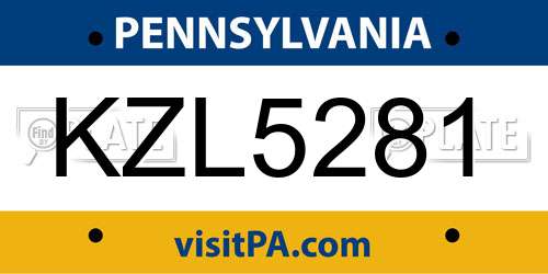 KZL5281 Pennsylvania License Plate