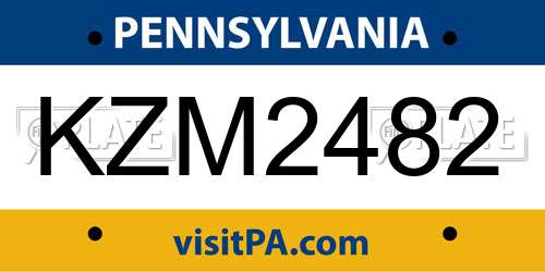 KZM2482 Pennsylvania License Plate