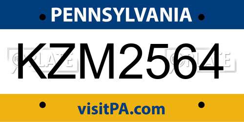 KZM2564 Pennsylvania License Plate