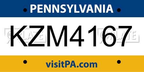 KZM4167 Pennsylvania License Plate