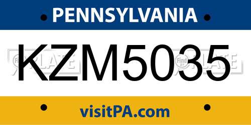 KZM5035 Pennsylvania License Plate