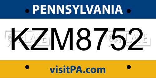 KZM8752 Pennsylvania License Plate
