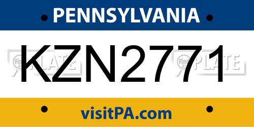 KZN2771 Pennsylvania License Plate