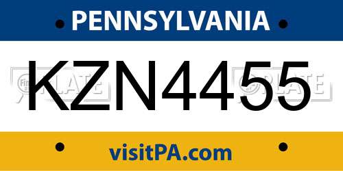 KZN4455 Pennsylvania License Plate