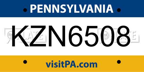 KZN6508 Pennsylvania License Plate