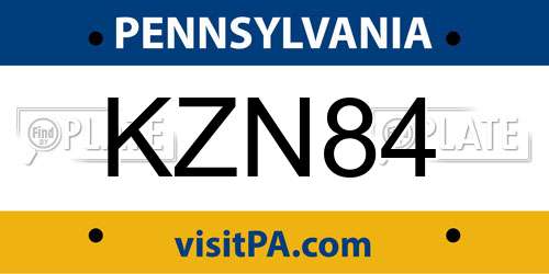 KZN84 Pennsylvania License Plate