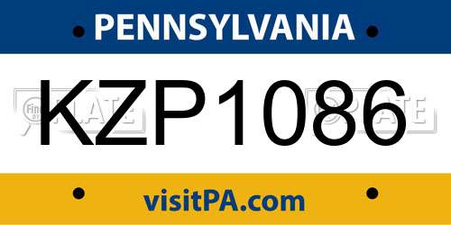 KZP1086 Pennsylvania License Plate
